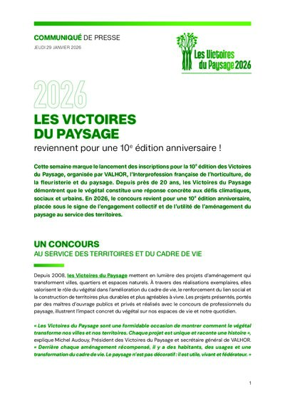 2026 - Lancement des Victoires du Paysage 2026 CP Grand Public
