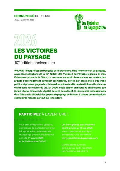 2026 - Lancement des Victoires du Paysage 2026 CP pro